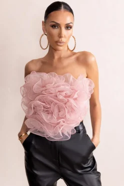 Glorious | Pink Strapless Organza Corset Top