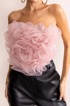 Glorious | Pink Strapless Organza Corset Top