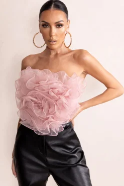 Glorious | Pink Strapless Organza Corset Top