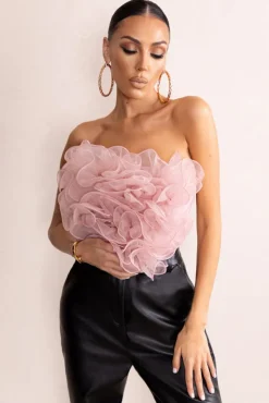 Glorious | Pink Strapless Organza Corset Top