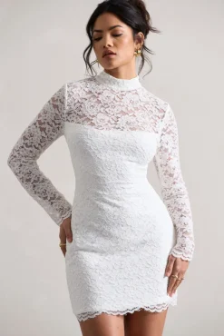 Gossip | White Lace High-Neck Mini Dress
