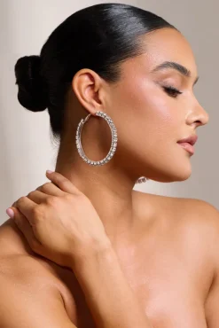 Grace | Silver Chunky Diamante Hoop