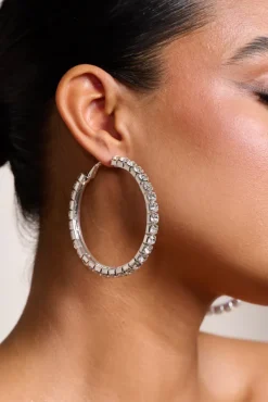 Grace | Silver Chunky Diamante Hoop