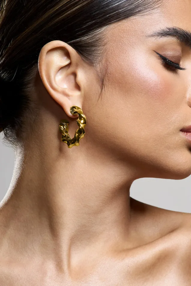 Greta | Gold Twisted Hoop Earrings