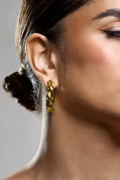 Greta | Gold Twisted Hoop Earrings