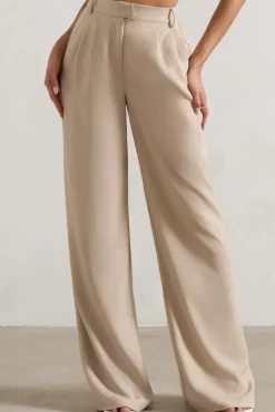 Hastings | Stone High-Waist Wide-Leg Trousers