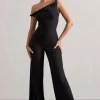 Hayes | Black Twisted Asymmetric Wide-Leg Jumpsuit