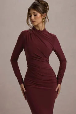 Hespera | Port High-Neck Long-Sleeve Gathered Maxi Dress