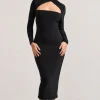 High Hopes | Black Halter-Neck Long-Sleeved Bodycon Midi Dress