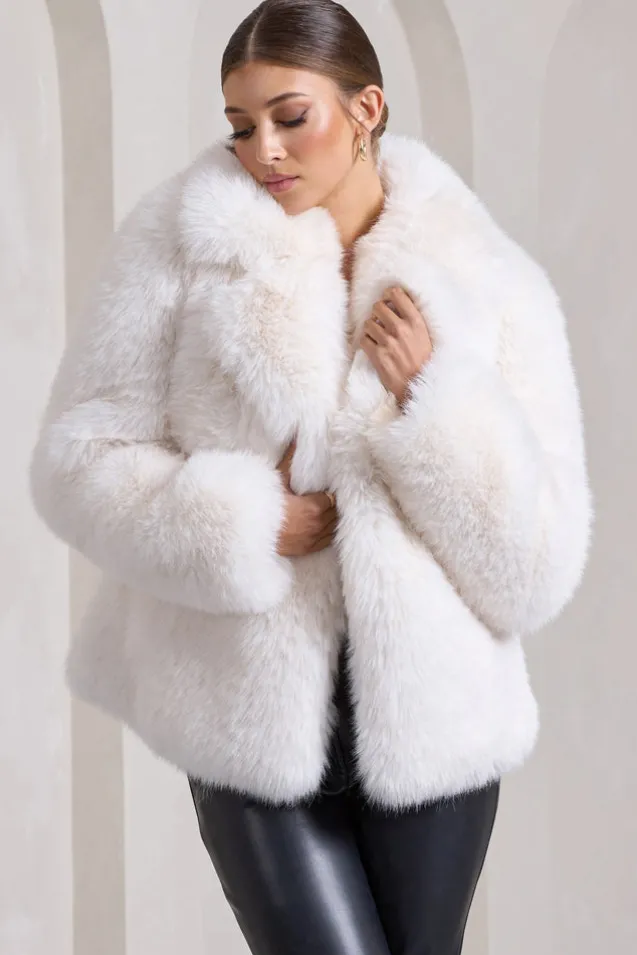 Hot Toddy | Cream Short Faux Fur Coat