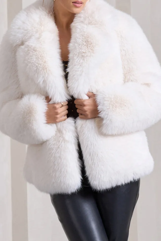 Hot Toddy | Cream Short Faux Fur Coat