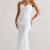 Idyllic | Cream Strapless Corset Style Fishtail Maxi Dress