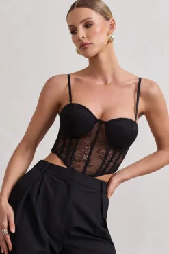 Imagination | Black Lace Structured Corset Top