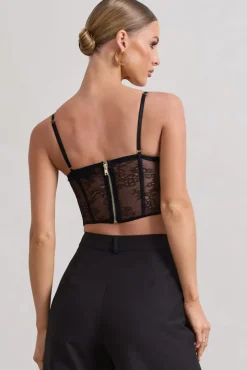 Imagination | Black Lace Structured Corset Top
