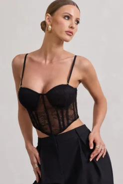 Imagination | Black Lace Structured Corset Top
