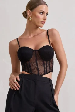 Imagination | Black Lace Structured Corset Top
