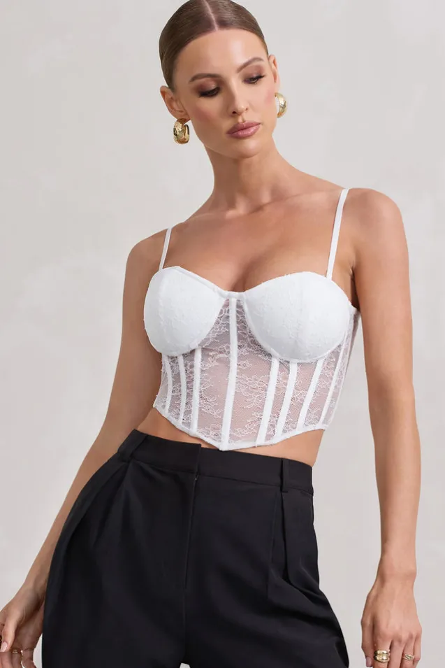 Imagination | White Lace Structured Corset Top