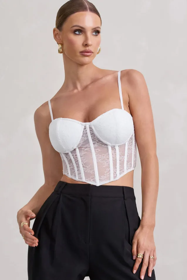 Imagination | White Lace Structured Corset Top