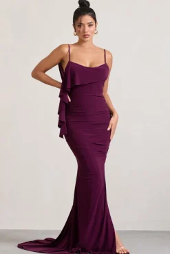 In Whispers | Burgundy Split Maxi Dress