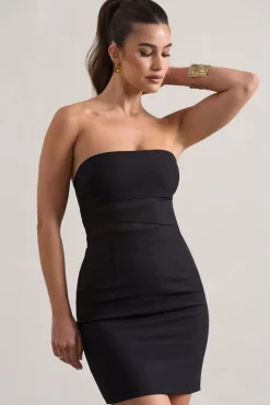 Indie | Black Bodycon Bandeau Mini Dress With Cut-Outs