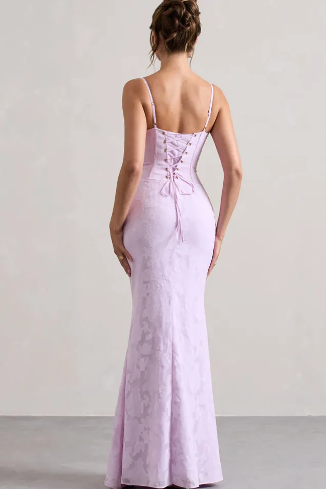 Intimacy | Lilac Lace Corset Split Maxi Dress