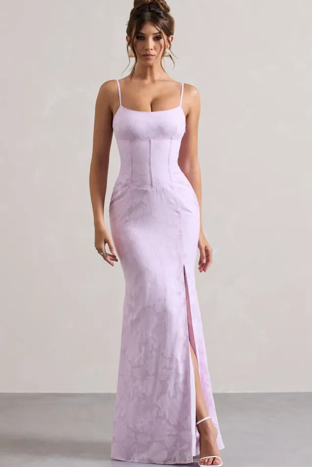 Intimacy | Lilac Lace Corset Split Maxi Dress