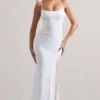 Intimacy | White Lace Corset Split Maxi Dress