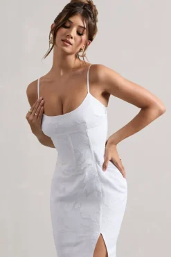 Intimacy | White Lace Corset Split Maxi Dress