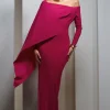 Jana | Dark Pink Bardot Cape Maxi Dress