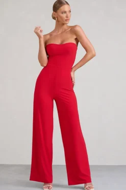 Janon | Red Sweetheart Bandeau Jumpsuit
