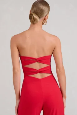 Janon | Red Sweetheart Bandeau Jumpsuit