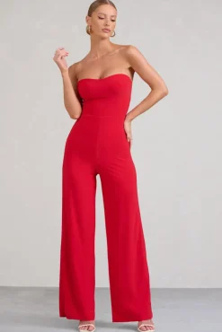 Janon | Red Sweetheart Bandeau Jumpsuit