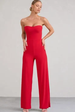 Janon | Red Sweetheart Bandeau Jumpsuit