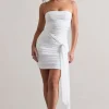 Jesse | White Ruched Mini Dress With Knot Detail