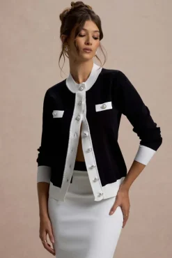 Joelle | Black u0026 White Knit Cardigan