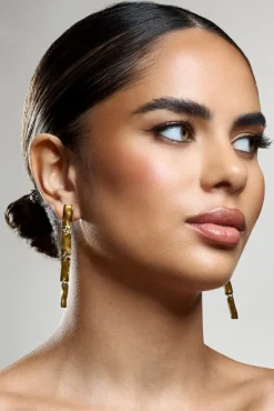 Jolene | Gold Rectangular Drop Earrings