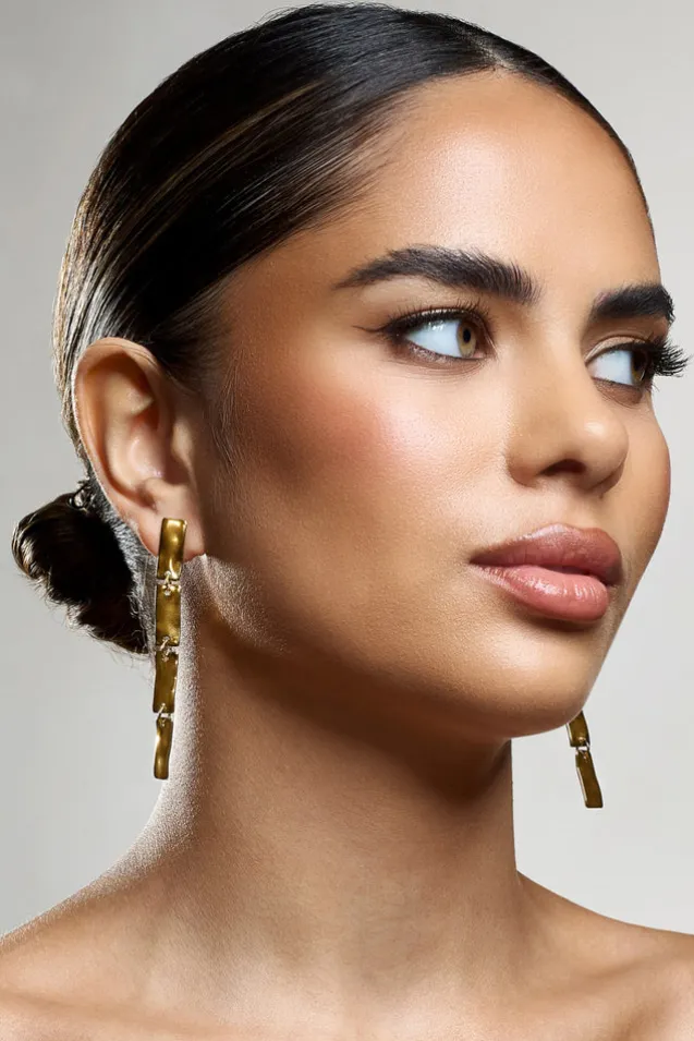 Jolene | Gold Rectangular Drop Earrings