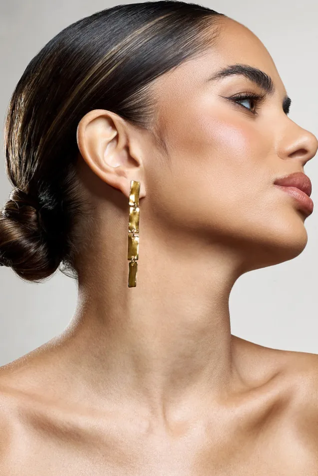 Jolene | Gold Rectangular Drop Earrings