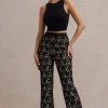 Jordanne | Black Lace Flared-Leg Trousers