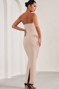 Juniper | Champagne Strapless Maternity Maxi Dress