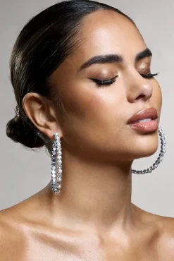 Kassandra | Silver Diamante Hoop Earrings