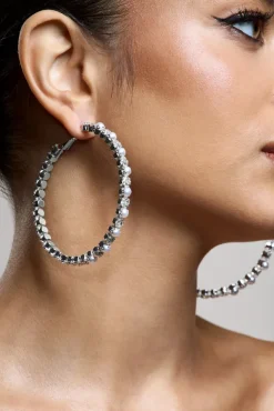 Kassandra | Silver Diamante Hoop Earrings