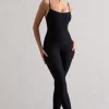 Kat | Black Strappy Skinny-Leg Unitard