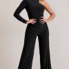 Kayla | Black Asymmetric Cut Out Jumpsuit