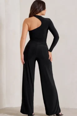 Kayla | Black Asymmetric Cut Out Jumpsuit