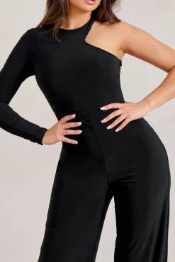Kayla | Black Asymmetric Cut Out Jumpsuit