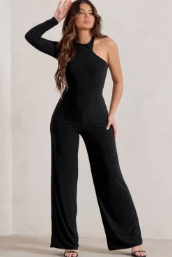 Kayla | Black Asymmetric Cut Out Jumpsuit