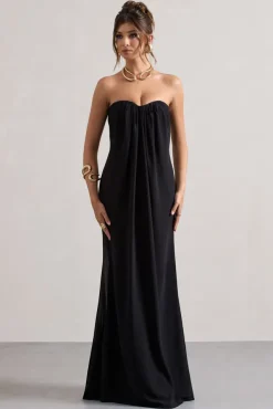 Kaz | Black Chiffon Sweetheart Maxi Dress