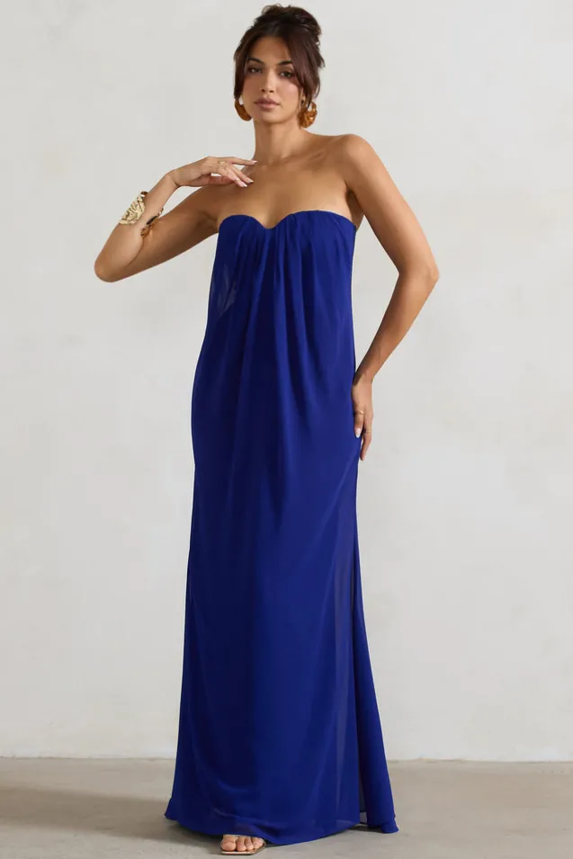 Kaz | Royal Blue Chiffon Sweetheart Maxi Dress