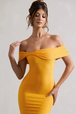 Keely | Mango Bodycon Twisted Bardot Midi Dress